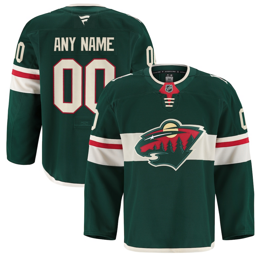 ANY NAME AND NUMBER MINNESOTA WILD HOME FANATICS AUTHENTIC PRO GAME NHL JERSEY MADE IN CANADA MIC