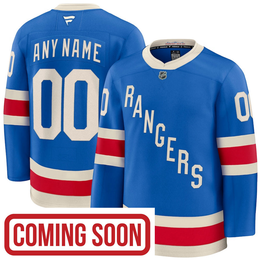 ANY NAME AND NUMBER NEW YORK RANGERS CENTENNIAL FANATICS PREMIUM NHL JERSEY WITH PATCH (HAND STITCHED ON-ICE NAME/NUMBER/CUSTOMIZATION)