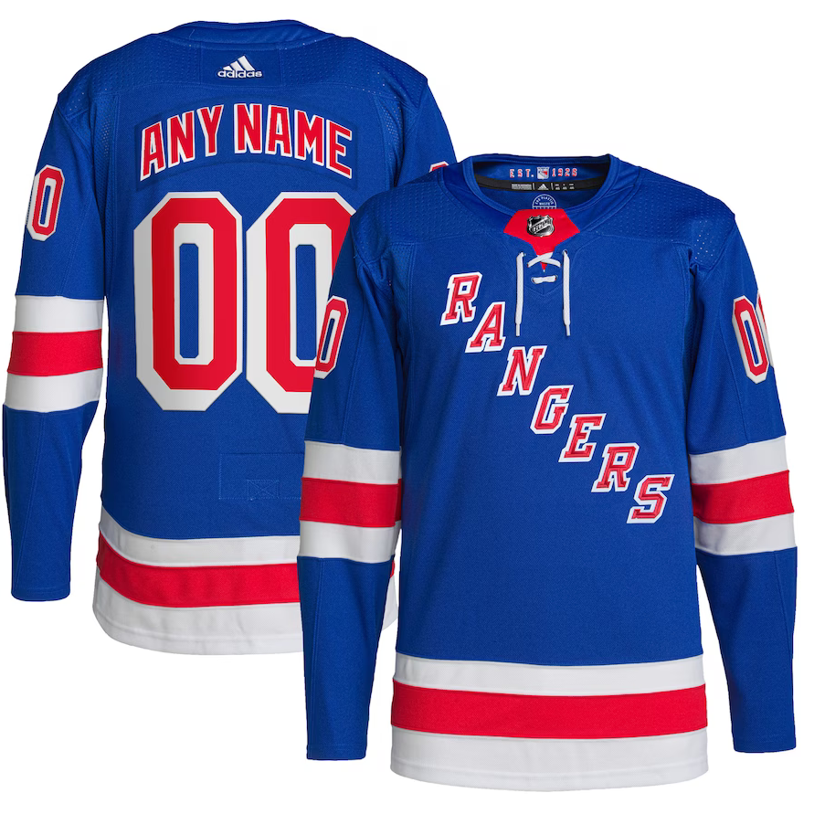 ANY NAME AND NUMBER NEW YORK RANGERS HOME OR AWAY AUTHENTIC ADIDAS NHL JERSEY (CUSTOMIZED PRIMEGREEN MODEL)