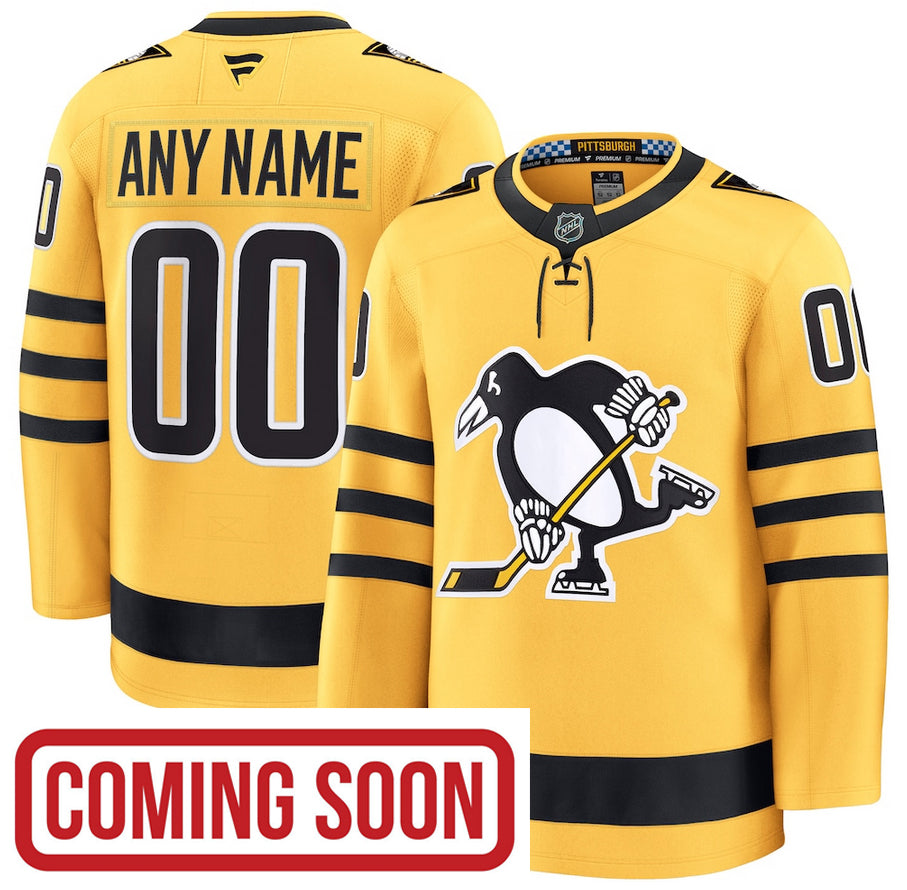 ANY NAME AND NUMBER PITTSBURGH PENGUINS ALTERNATE FANATICS PREMIUM NHL JERSEY (HAND STITCHED ON-ICE NAME/NUMBER/CUSTOMIZATION)