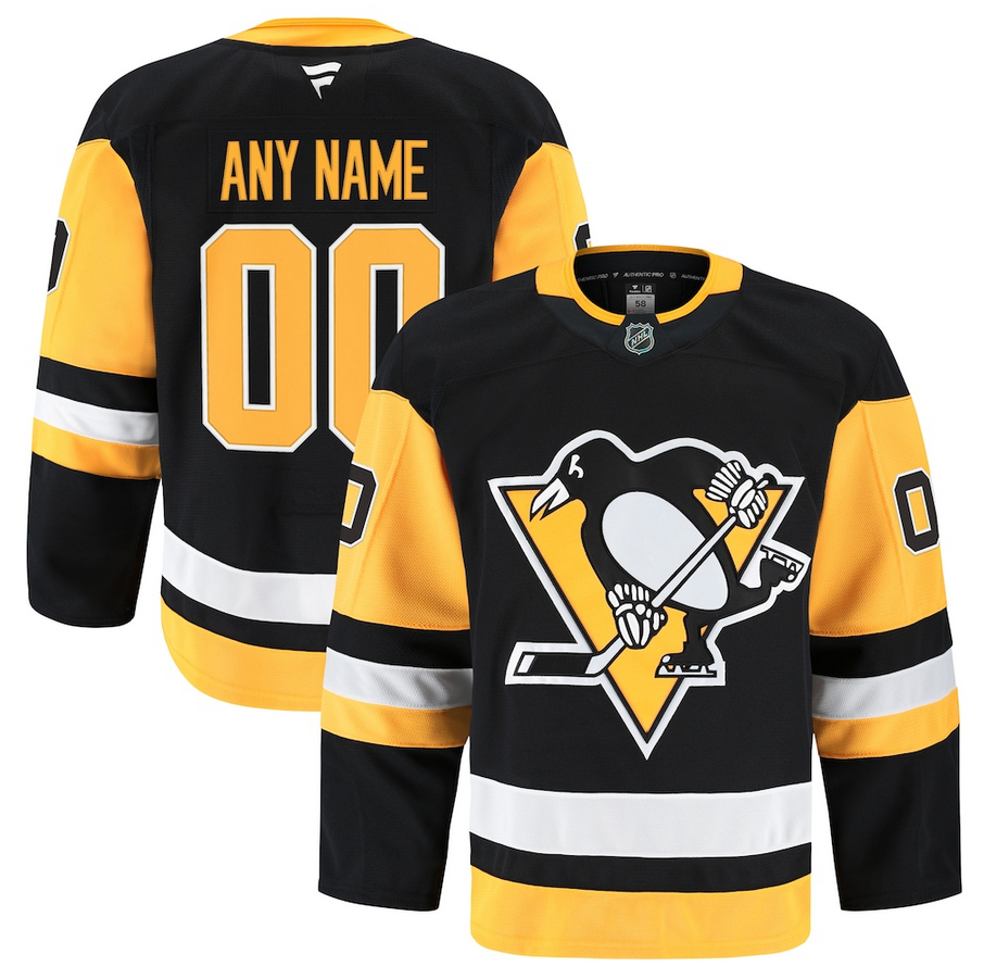 ANY NAME AND NUMBER PITTSBURGH PENGUINS HOME FANATICS AUTHENTIC PRO GAME NHL JERSEY MADE IN CANADA MIC