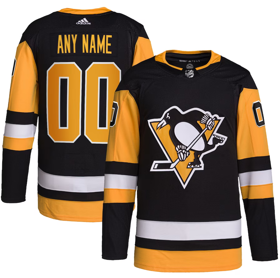 ANY NAME AND NUMBER PITTSBURGH PENGUINS HOME OR AWAY AUTHENTIC ADIDAS NHL JERSEY (CUSTOMIZED PRIMEGREEN MODEL)