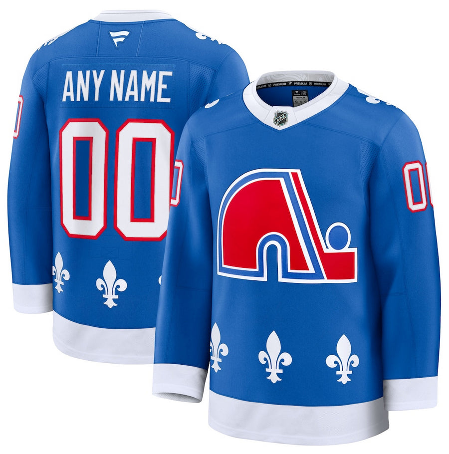 ANY NAME AND NUMBER COLORADO AVALANCHE 30TH ANNIVERSARY FANATICS PREMIUM NHL JERSEY (HAND STITCHED ON-ICE NAME/NUMBER/CUSTOMIZATION) QUEBEC NORDIQUES