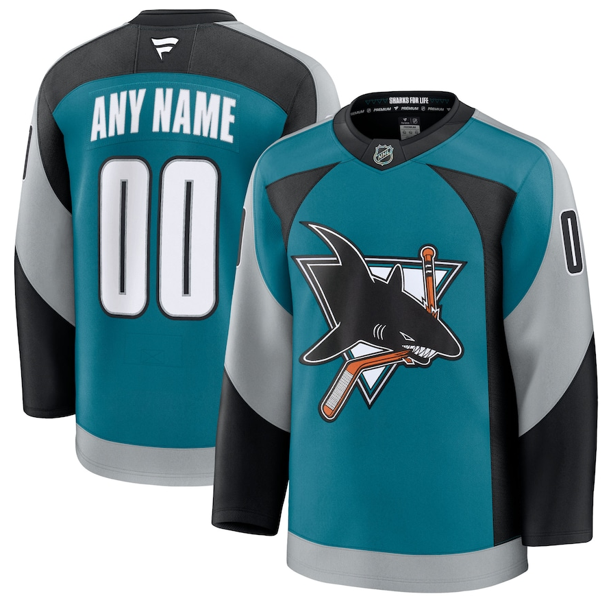 ANY NAME AND NUMBER SAN JOSE SHARKS 35TH ANNIVERSARY FANATICS PREMIUM NHL JERSEY (HAND STITCHED ON-ICE NAME/NUMBER/CUSTOMIZATION)
