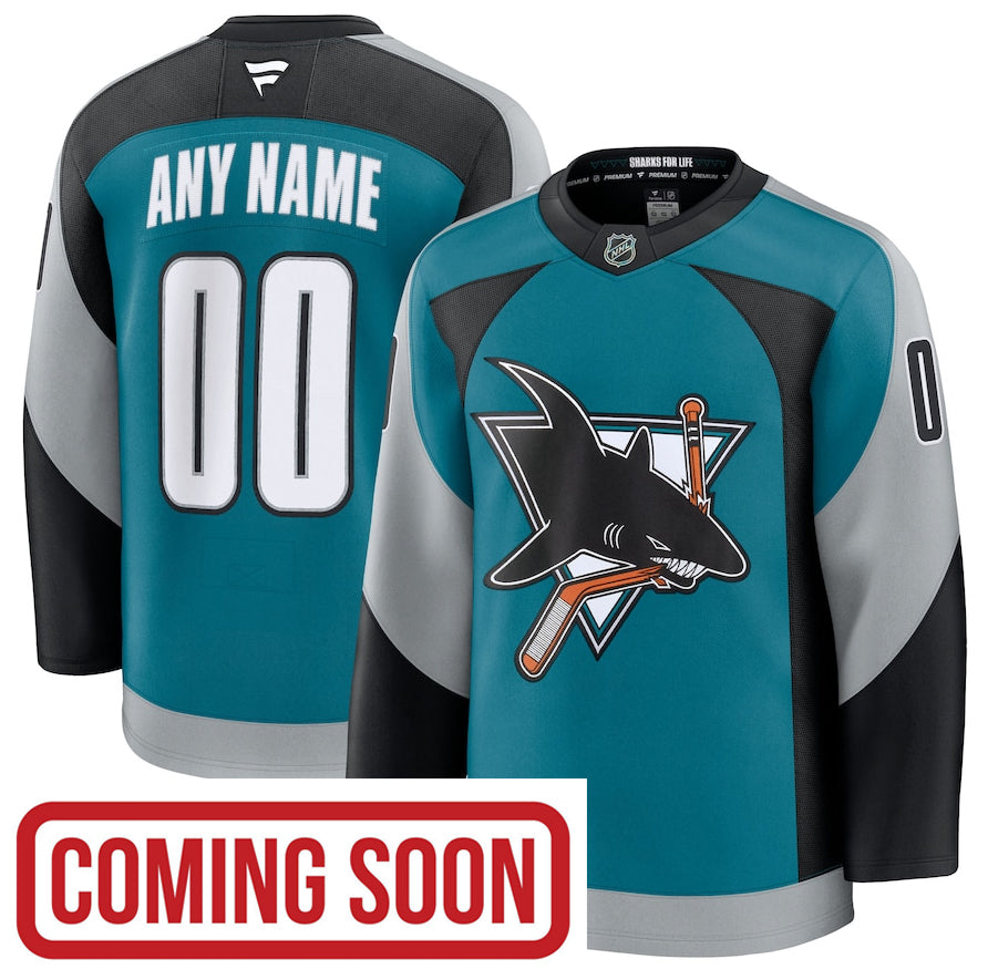ANY NAME AND NUMBER SAN JOSE SHARKS 35TH ANNIVERSARY FANATICS PREMIUM NHL JERSEY (HAND STITCHED ON-ICE NAME/NUMBER/CUSTOMIZATION)