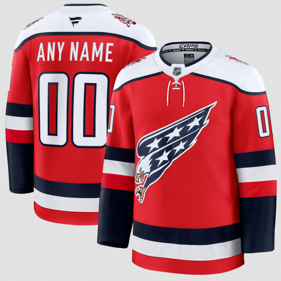 ANY NAME AND NUMBER WASHINGTON CAPITALS ALTERNATE FANATICS PREMIUM NHL JERSEY (HAND STITCHED ON-ICE NAME/NUMBER/CUSTOMIZATION)