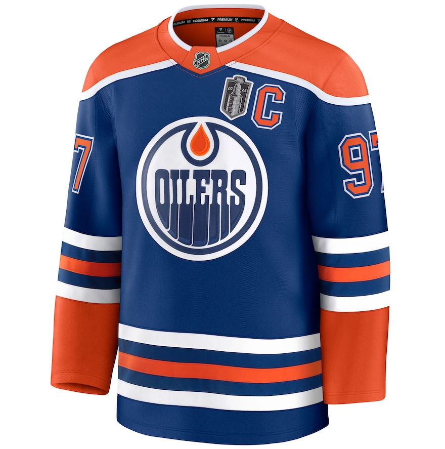 ANY NAME AND NUMBER EDMONTON OILERS 2025 STANLEY CUP FINAL HOME OR AWAY FANATICS PREMIUM NHL JERSEY (HAND STITCHED ON-ICE NAME/NUMBER/CUSTOMIZATION)
