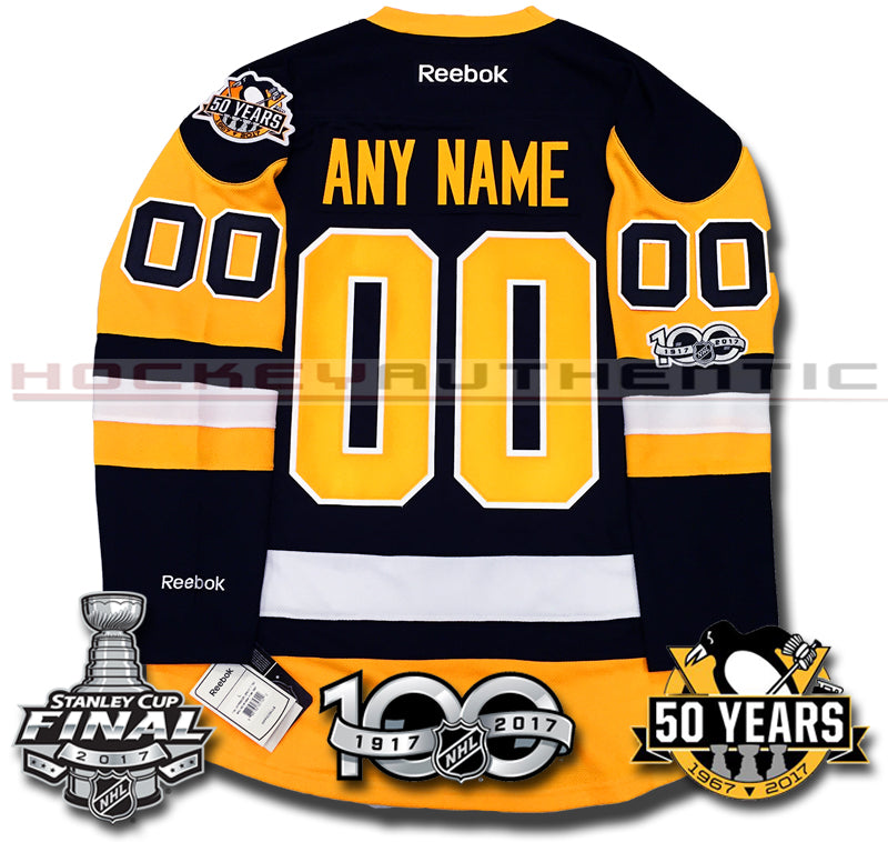 ANY NAME AND NUMBER PITTSBURGH PENGUINS 2017 STANLEY CUP FINALS PREMIER REEBOK NHL JERSEY - Hockey Authentic